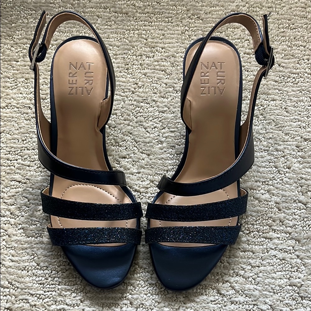 Naturalizer Women's Navy Blue Shimmer Strappy Sandals